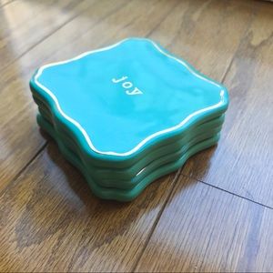 Turquoise and gold ceramic party coasters